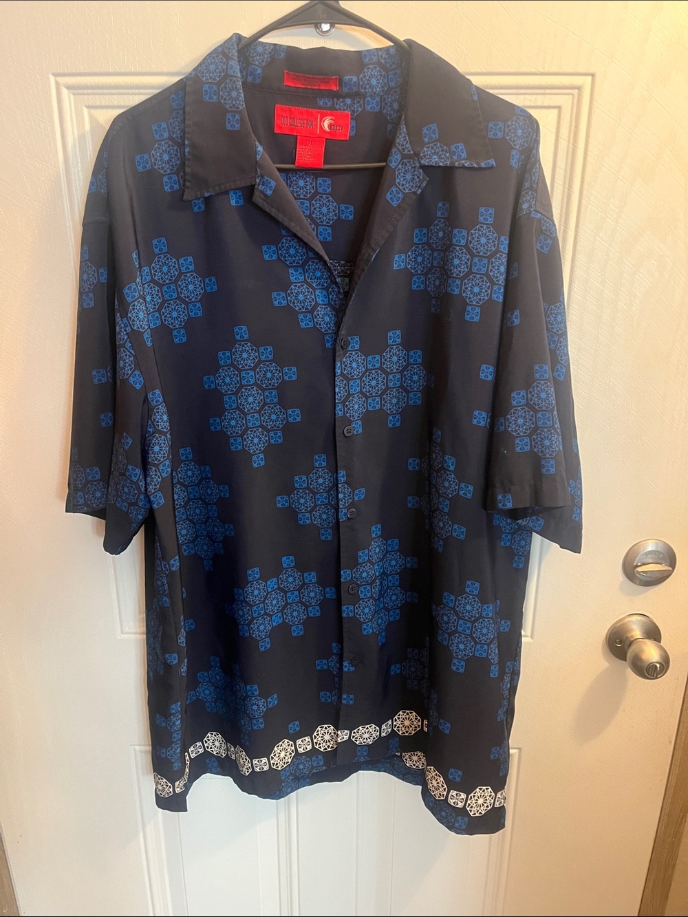 OCI Blue Patterned Short-Sleeve Button Shirt - Casual Men's Shirt - Picture 2 of 5